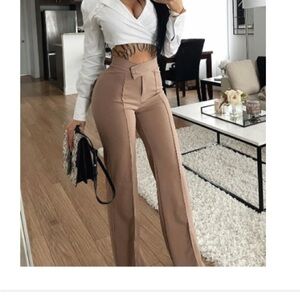 Fashion Nova Tan Wide Leg Pants